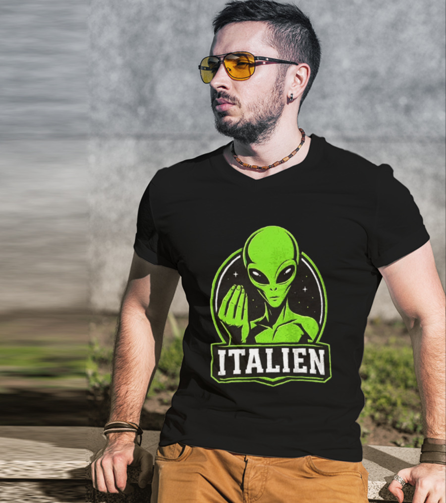 Italien Alien Hand Gesture Space Humor T-Shirt