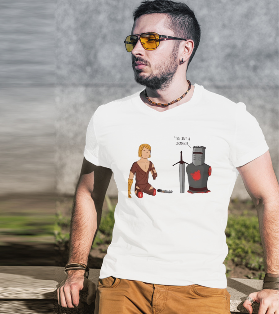 Anakin Skywalker And The Black Knight 'Tis But A Scratch Crossover Humor T-Shirt