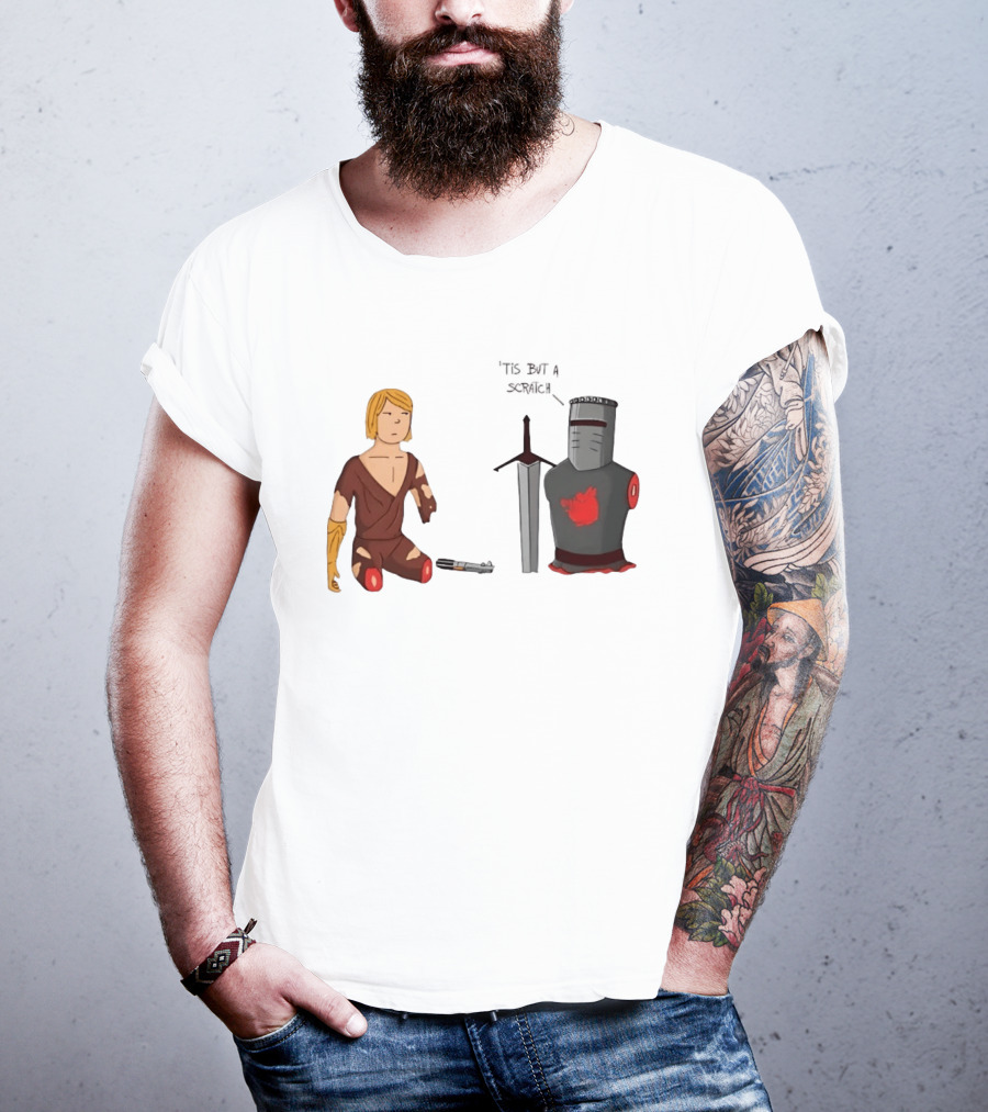 Anakin Skywalker And The Black Knight 'Tis But A Scratch Crossover Humor T-Shirt