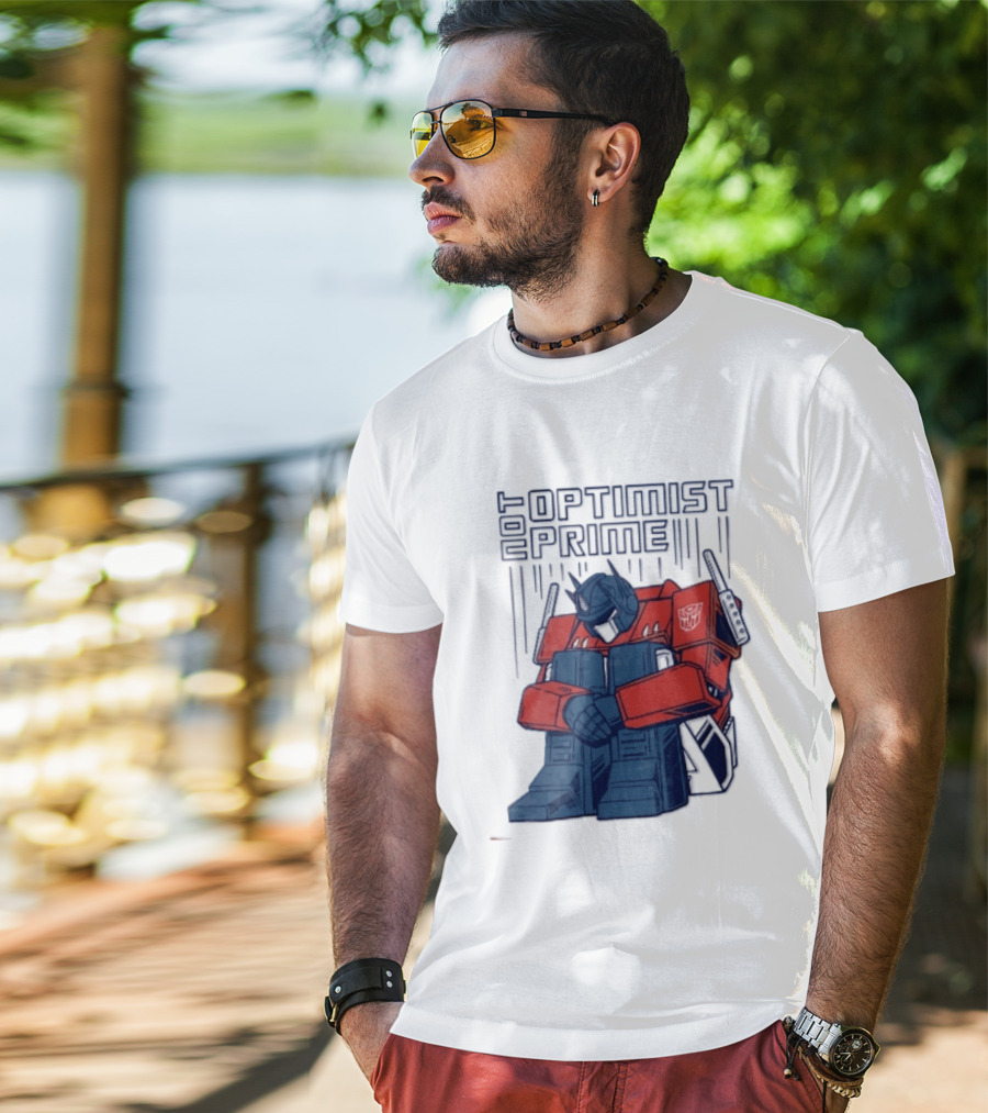 Optimist Prime Depressed Sad Robot Autobots Sitting T-Shirt