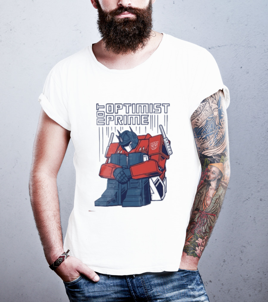 Optimist Prime Depressed Sad Robot Autobots Sitting T-Shirt