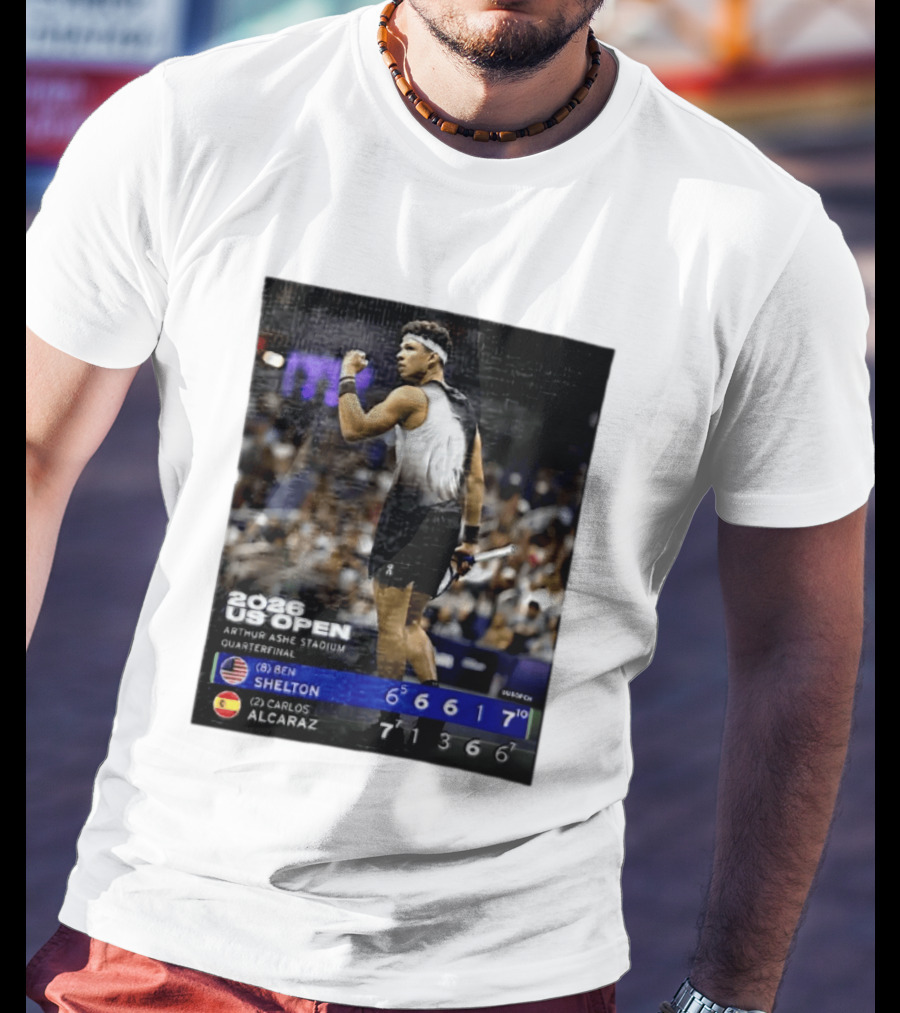 2026 US Open Arthur Ashe Stadium Quarterfinal Ben Shelton Vs Carlos Alcaraz T-Shirt