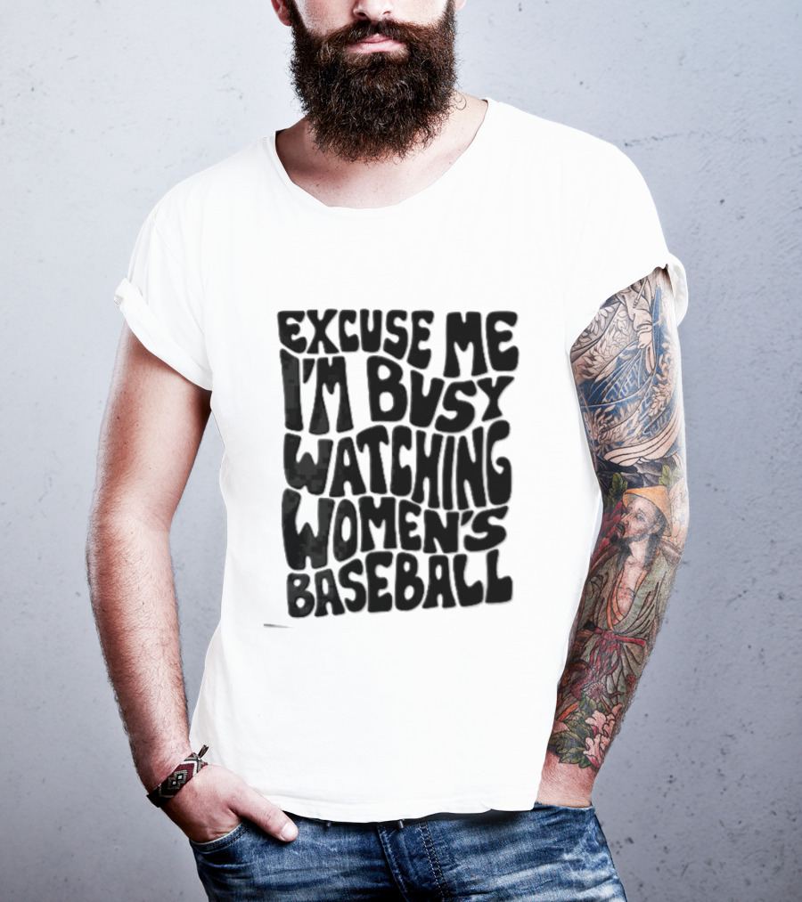 Excuse Me I'm Busy Ing Women's Baseball Doodlebymeg Groovy Wavy T-Shirt