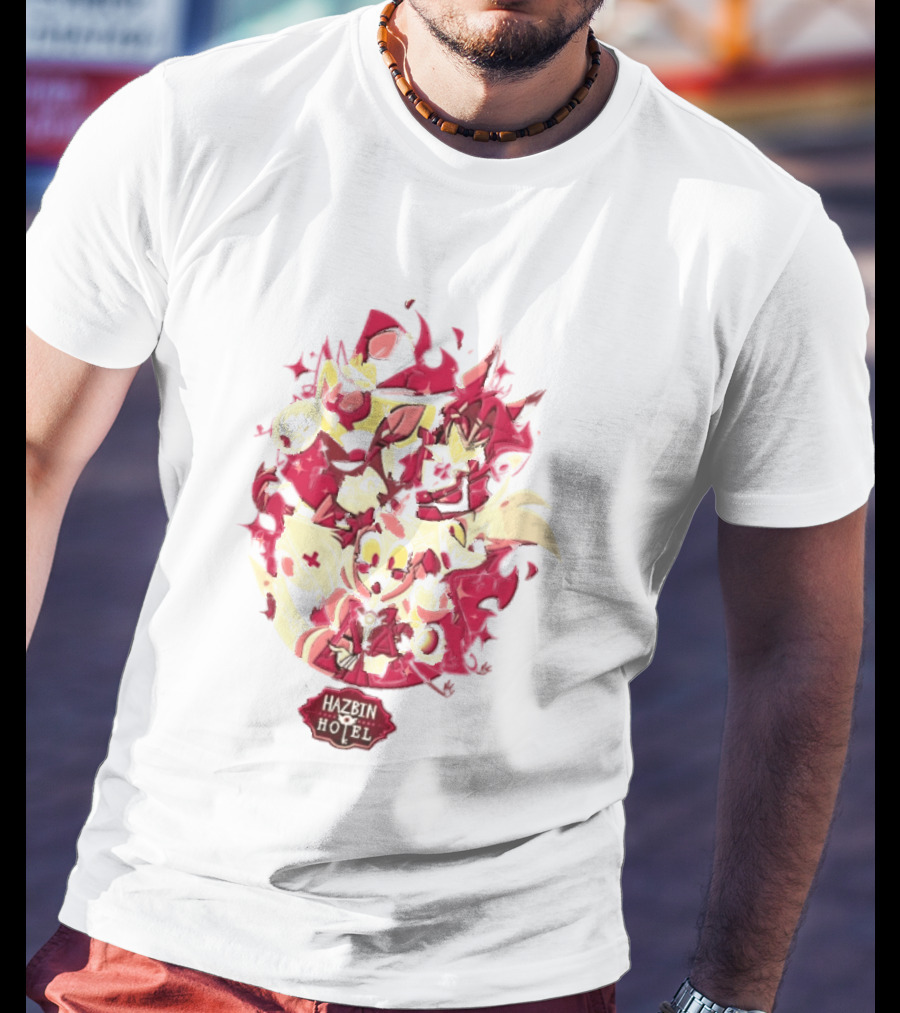 Hazbin Hotel Demon Characters Red Sparkles Group T-Shirt