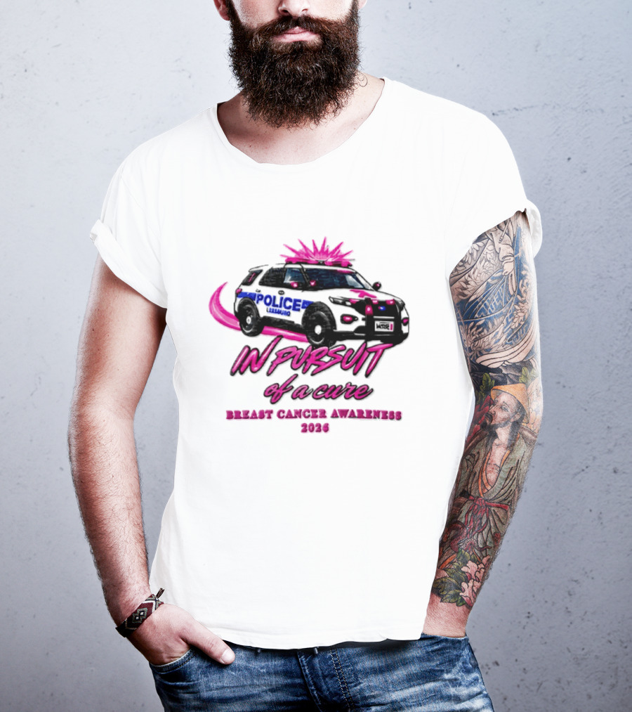 In Pursuit Of A Cure Police Car Breast Cancer Awareness 2026 T-Shirt