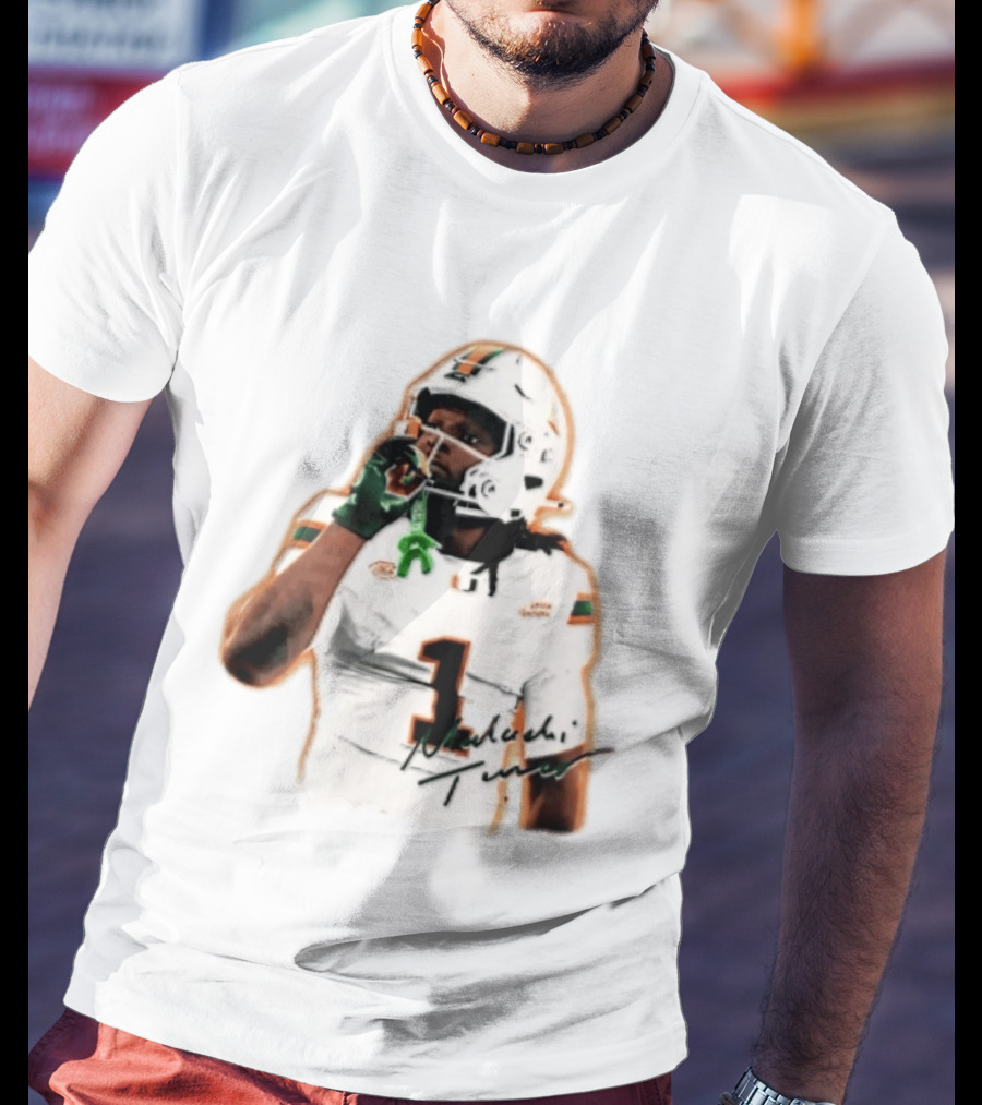 Miami Hurricanes Malachi Toney Player Photo Orange Glow NCAA Acc T-Shirt