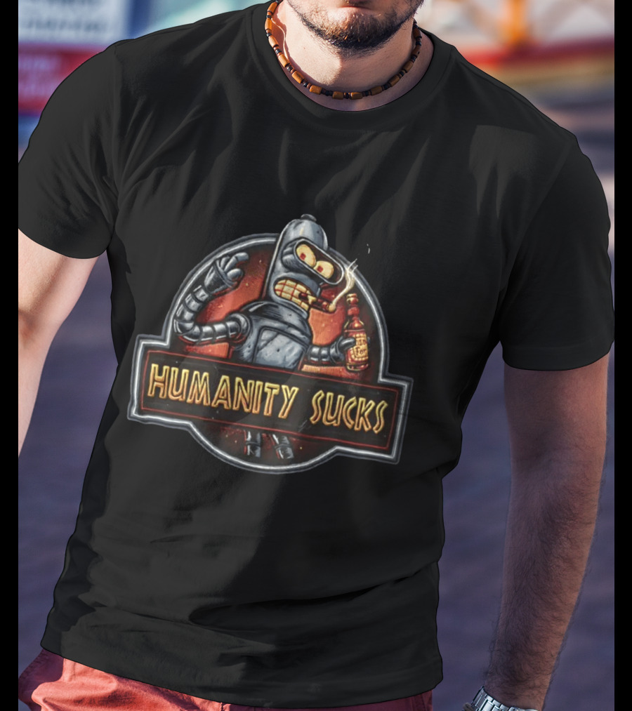 Bender Humanity Sucks Futurama Robot Beer T-Shirt