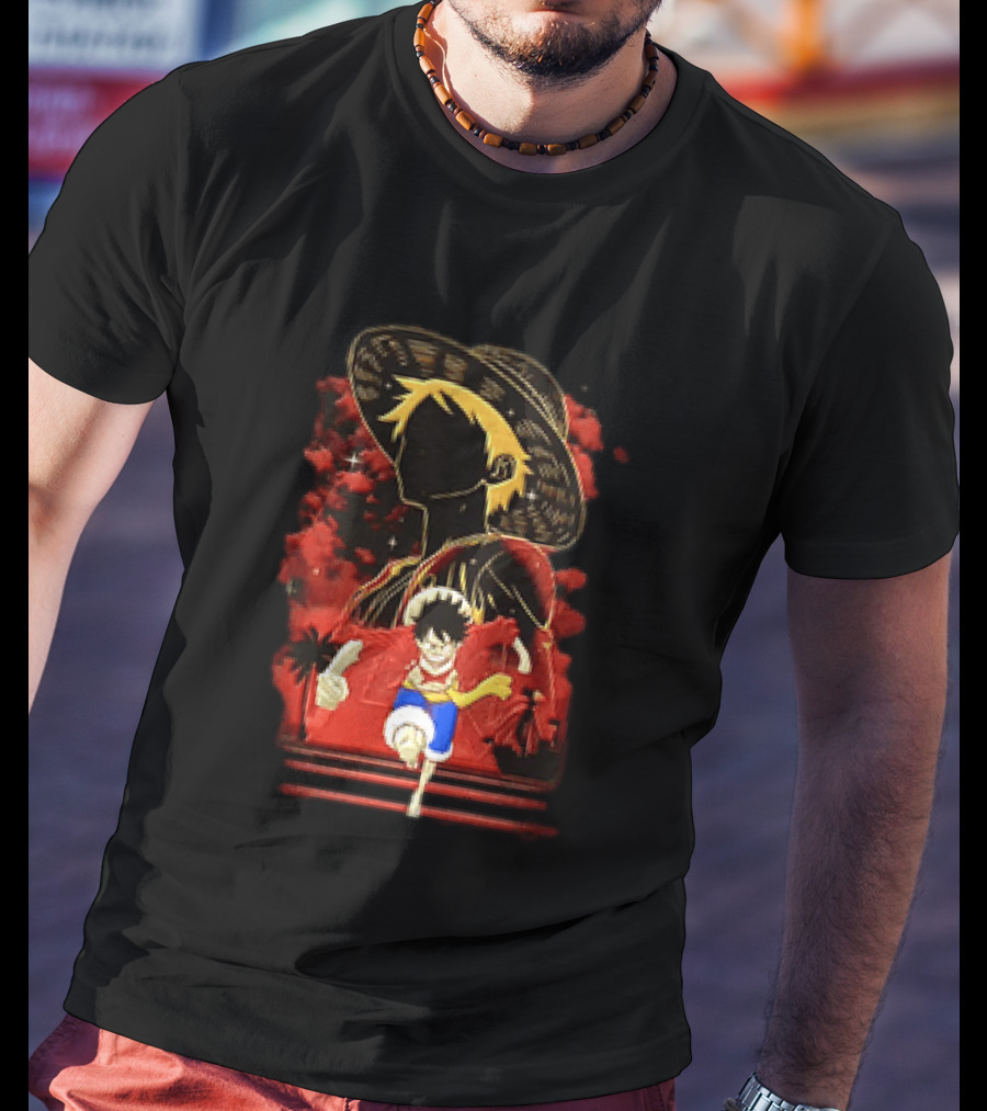 Monkey D Luffy Adventure Icon One Piece Anime Running Figure T-Shirt