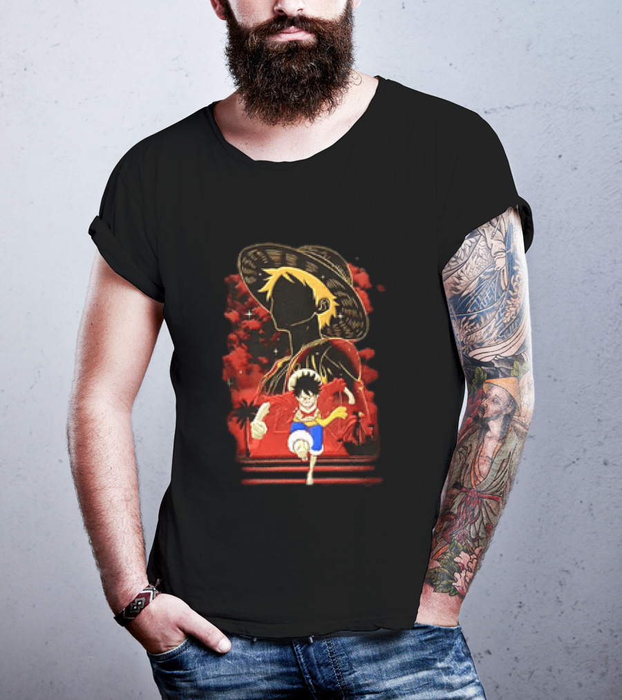 Monkey D Luffy Adventure Icon One Piece Anime Running Figure T-Shirt