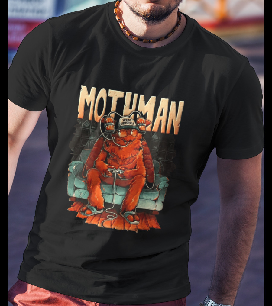 Mothman West Virginia Gaming Cryptid Legend On Couch T-Shirt