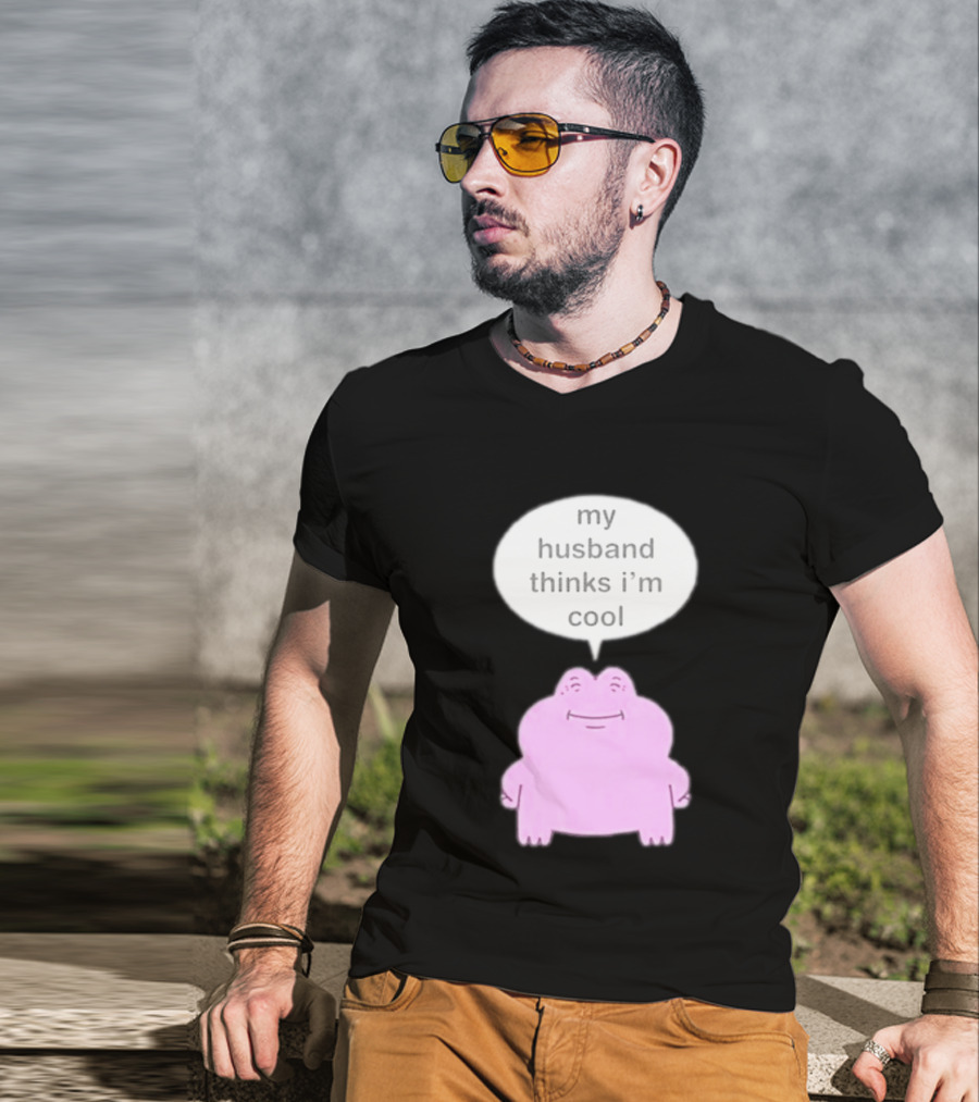 My Husband Thinks I'm Cool Pink Frog T-Shirt