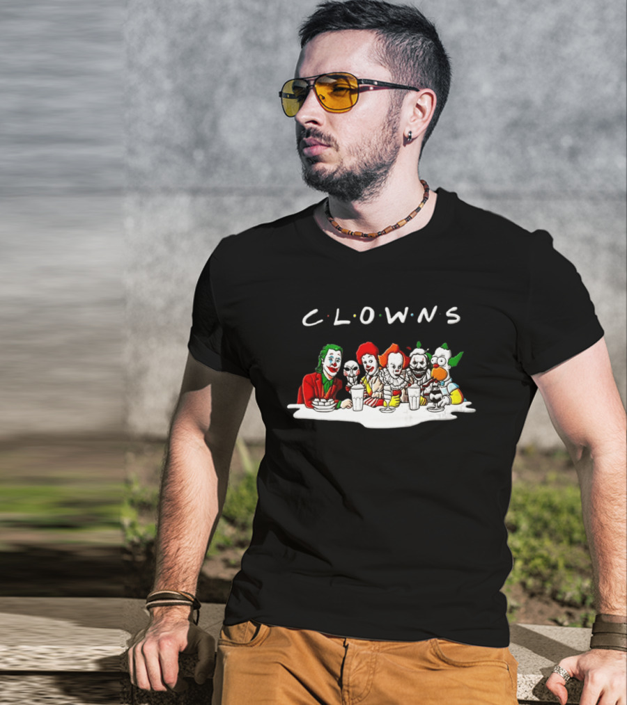 Clowns Joker Billy Ronald McDonald Pennywise Parody Milkshake Scene T-Shirt