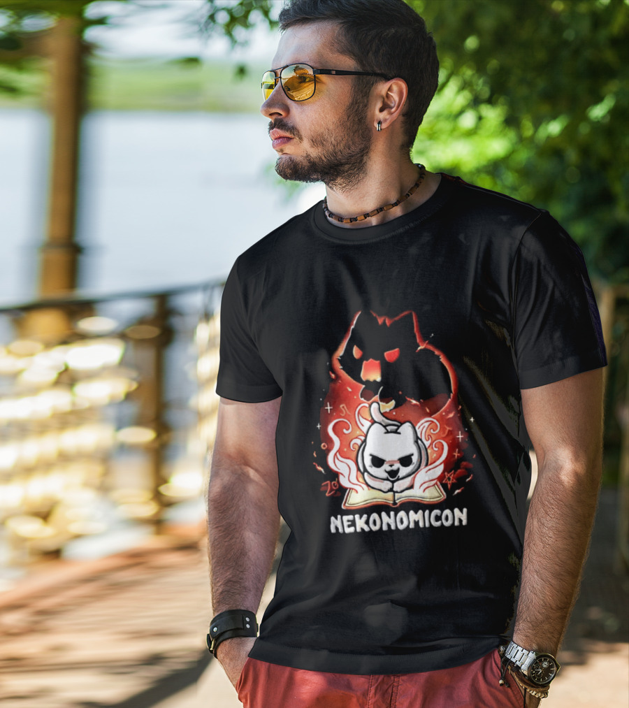 Nekonomicon Cat Summoning Dark Spirit Horror Occult Magic Spell Book T-Shirt