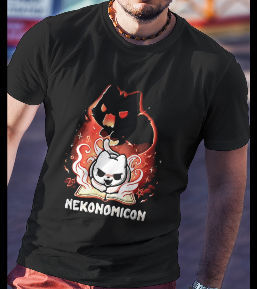 Nekonomicon Cat Summoning Dark Spirit Horror Occult Magic Spell Book T-Shirt