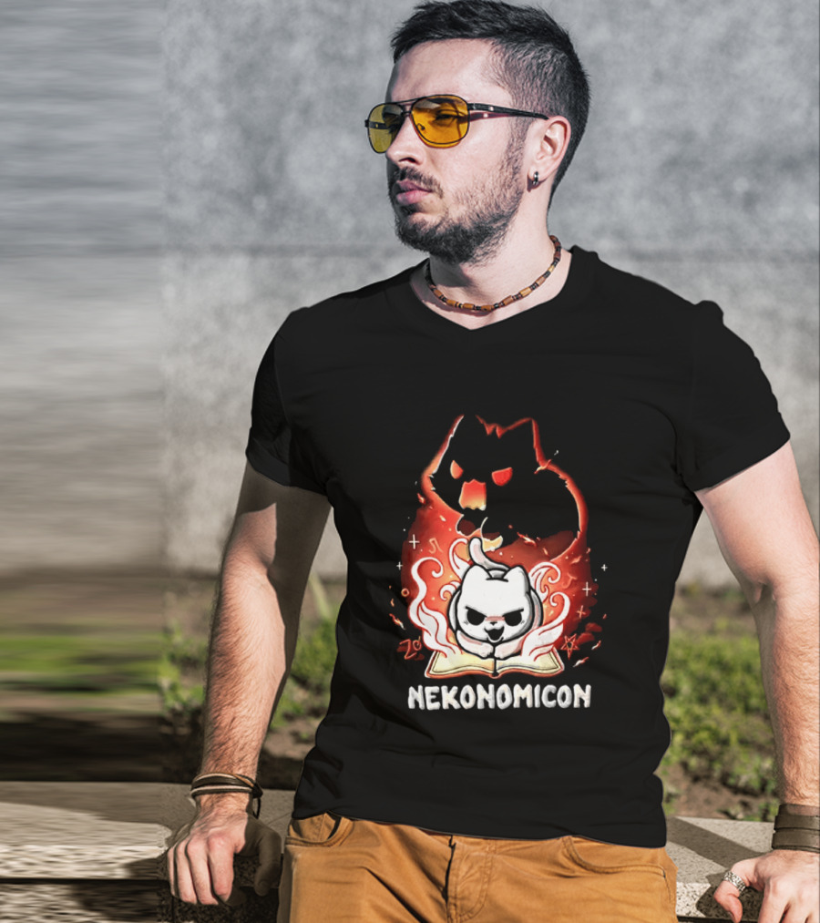 Nekonomicon Cat Summoning Dark Spirit Horror Occult Magic Spell Book T-Shirt