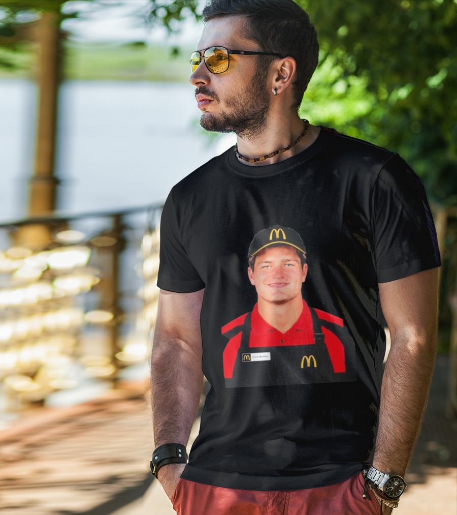 Drake Maye McDonald's Crew Member Uniform New England Patriots T-Shirt