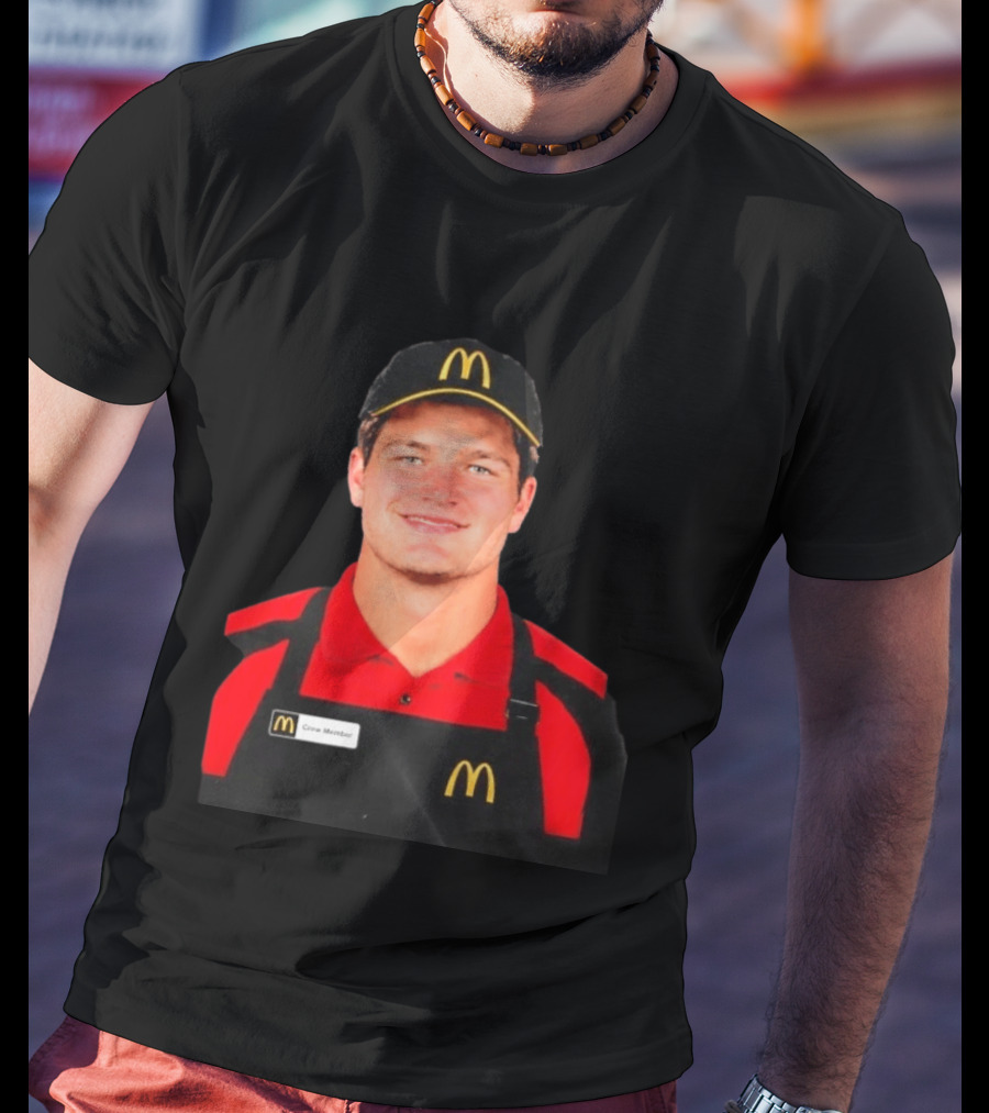 Drake Maye McDonald's Crew Member Uniform New England Patriots T-Shirt