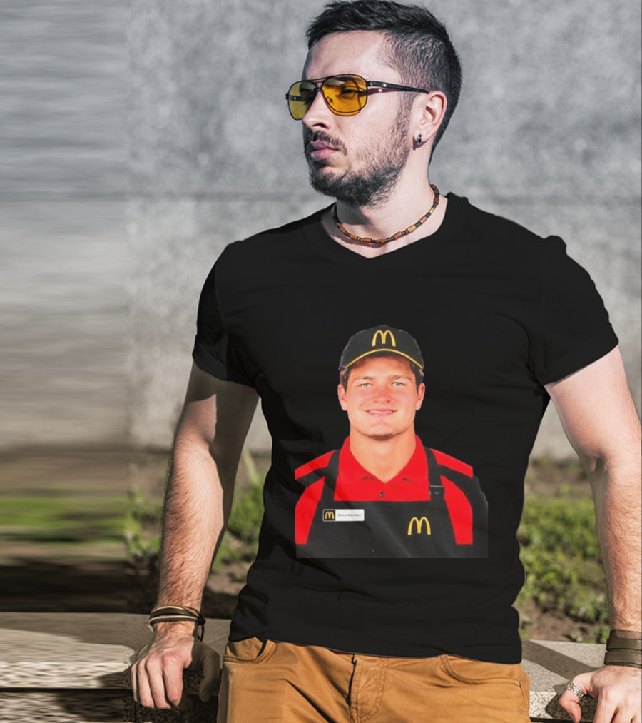 Drake Maye McDonald's Crew Member Uniform New England Patriots T-Shirt