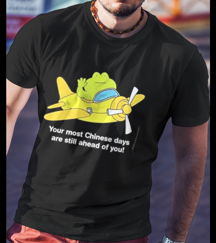 Frog Your Most Chinese Days Are Still Ahead Of You Airplane Scene T-Shirt