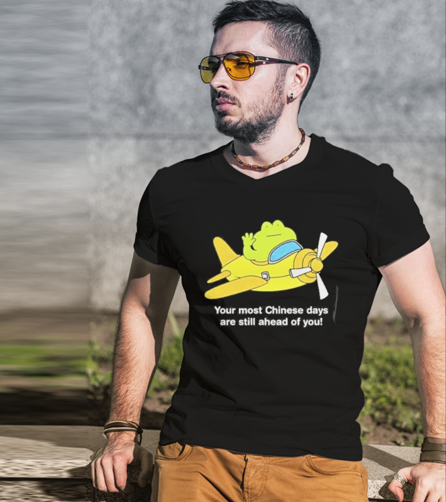 Frog Your Most Chinese Days Are Still Ahead Of You Airplane Scene T-Shirt