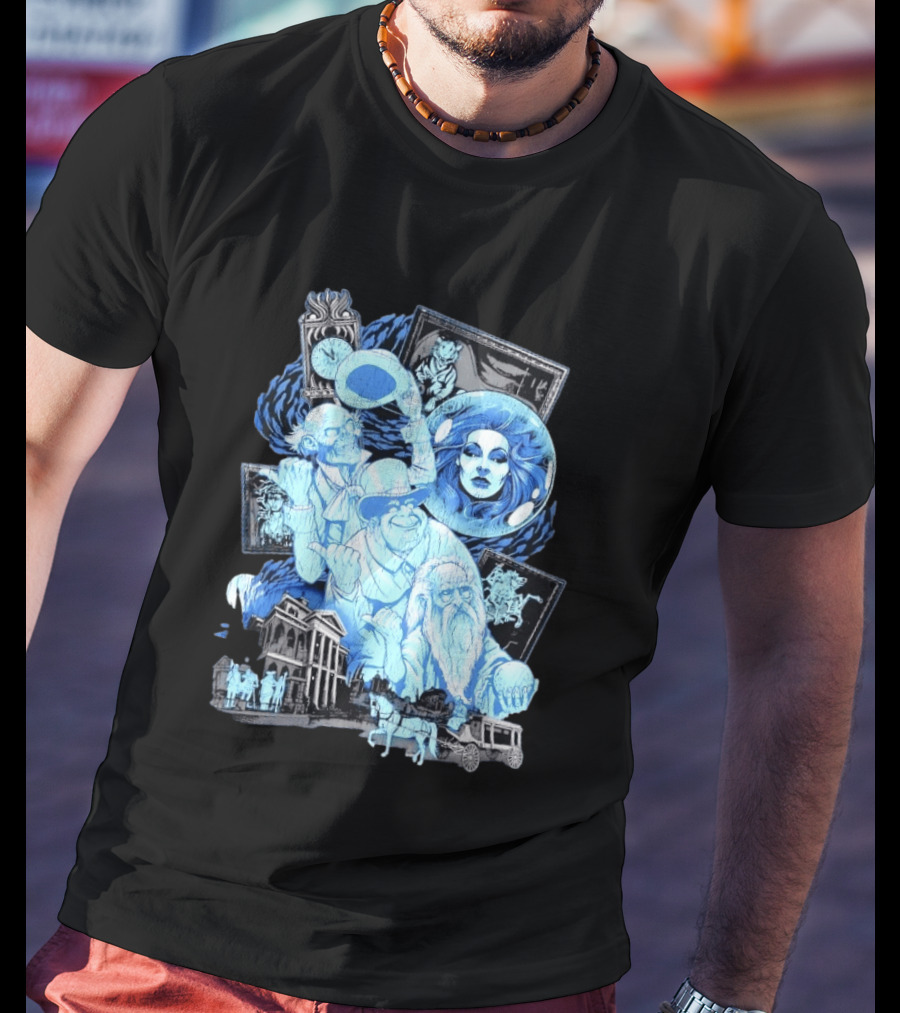 The Haunted Mansion Ghostly Spirits Madame Leota Hitchhiking Ghosts And Doom Buggy T-Shirt