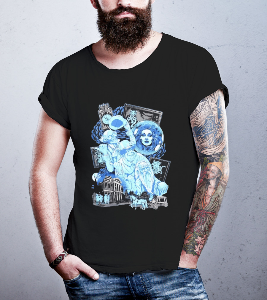 The Haunted Mansion Ghostly Spirits Madame Leota Hitchhiking Ghosts And Doom Buggy T-Shirt