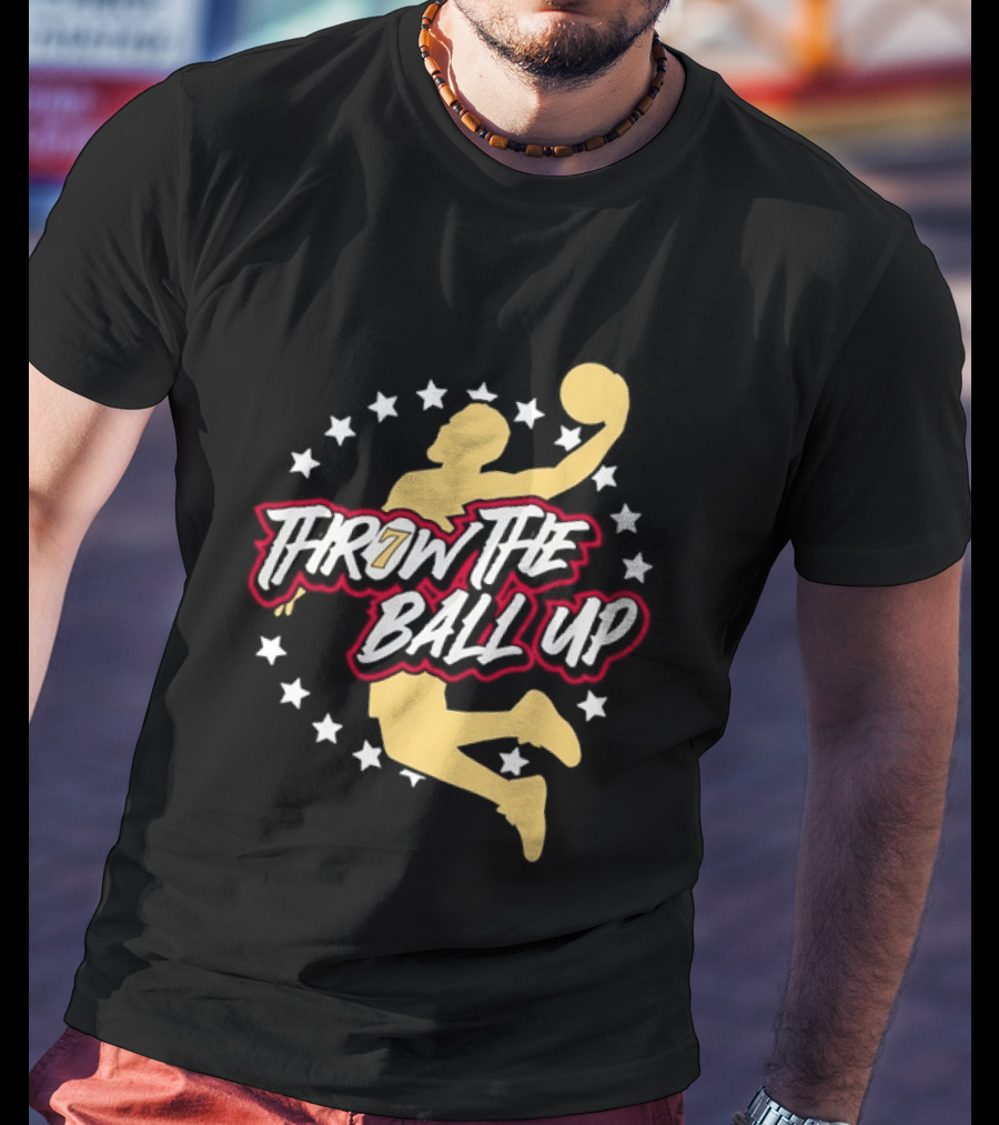Throw The Ball Up Basketball Player Silhouette With Stars T-Shirt