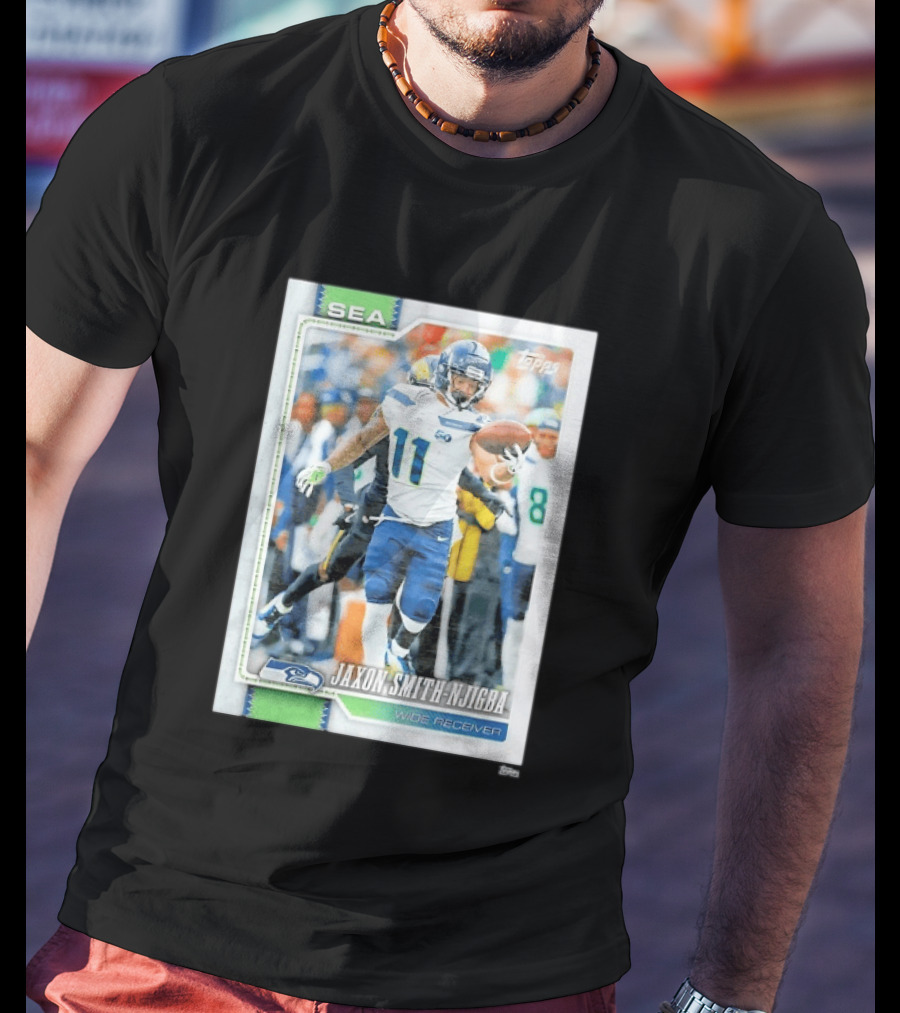 SEA Seahawks Jaxon Smith Njigba Topps Wide Receiver Trading Card T-Shirt
