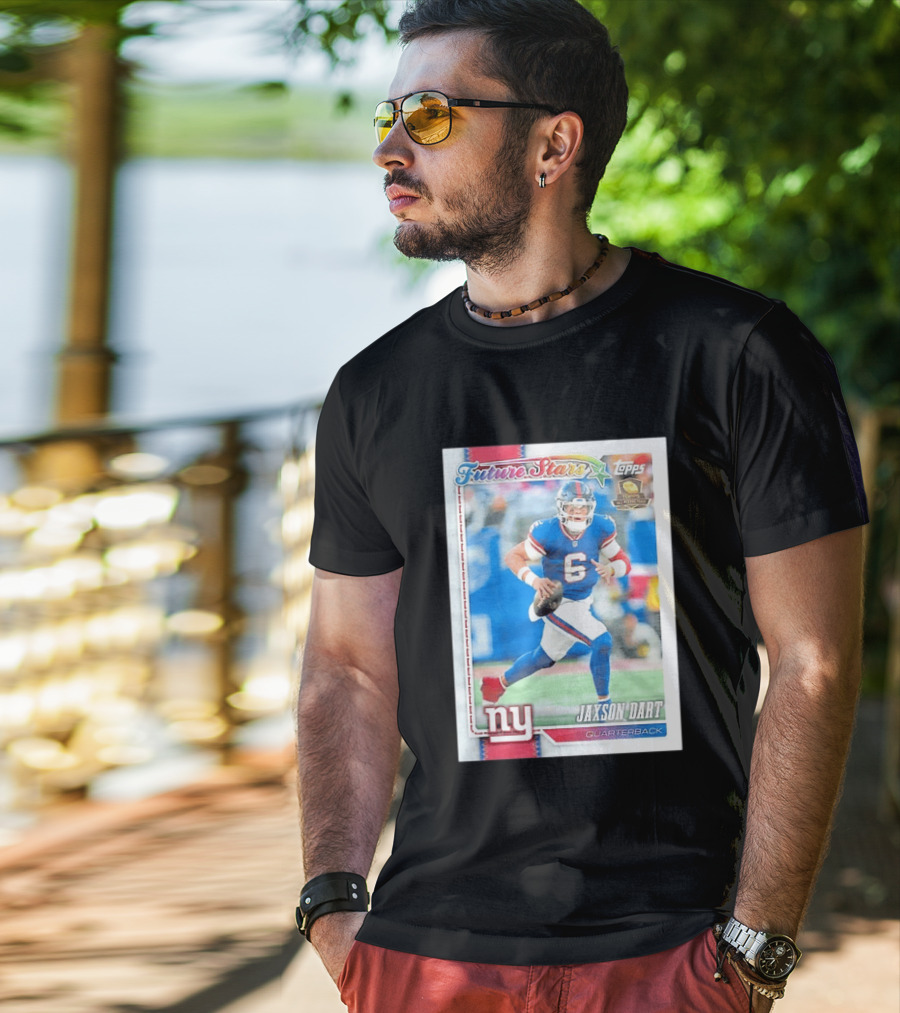 Future Stars Jaxson Dart New York Giants Quarterback Topps Card T-Shirt