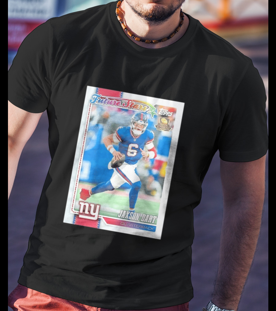 Future Stars Jaxson Dart New York Giants Quarterback Topps Card T-Shirt