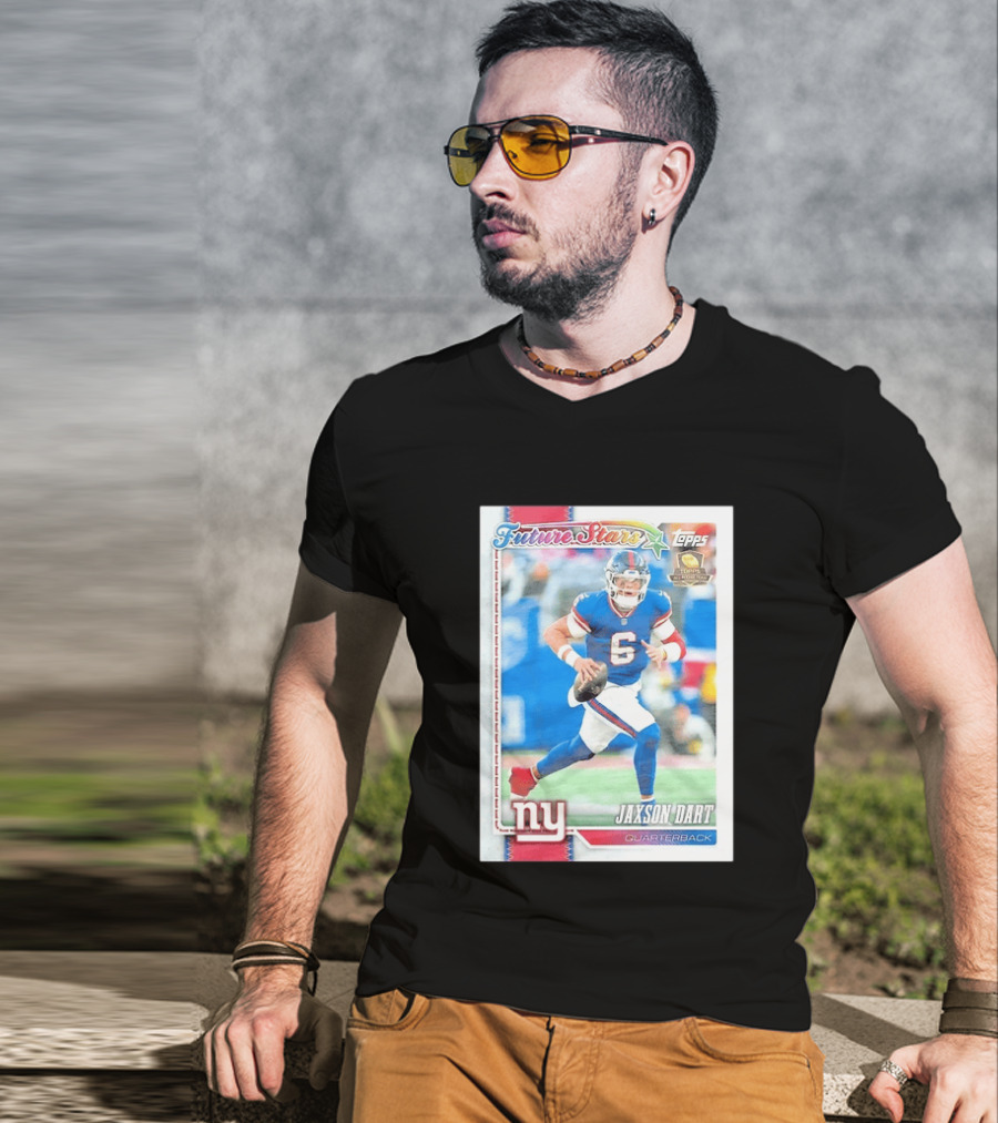 Future Stars Jaxson Dart New York Giants Quarterback Topps Card T-Shirt