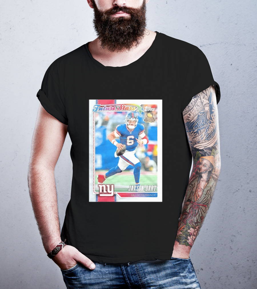 Future Stars Jaxson Dart New York Giants Quarterback Topps Card T-Shirt