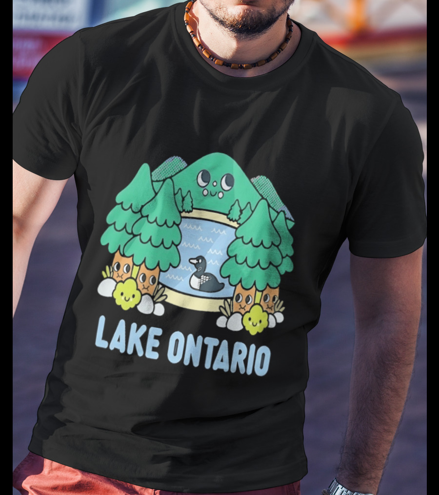 Lake Ontario Cute Forest Creature And Goose Scene T-Shirt