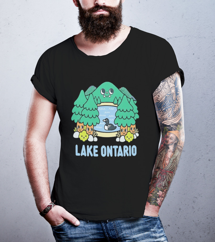 Lake Ontario Cute Forest Creature And Goose Scene T-Shirt