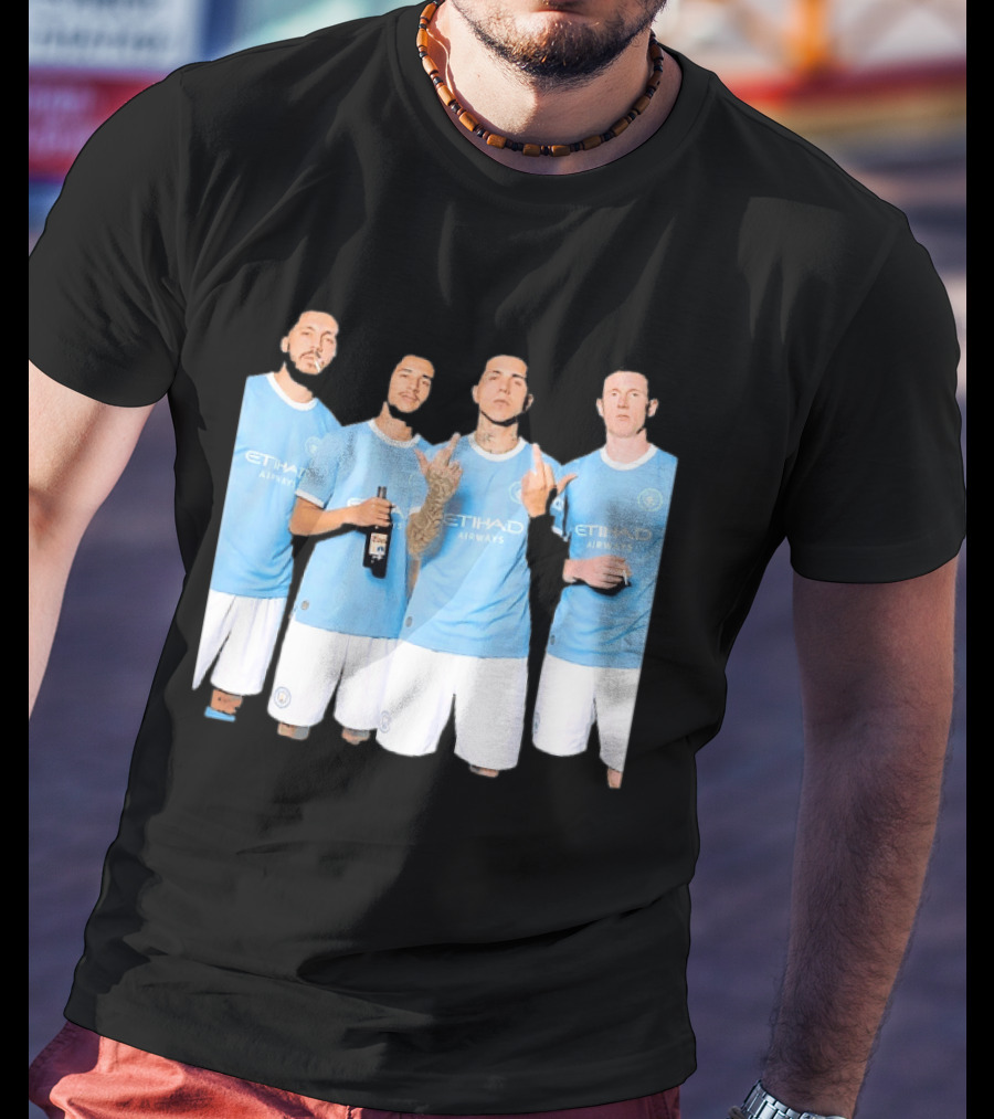 Manchester City Etihad Airways Kit Players Bottle Pose T-Shirt