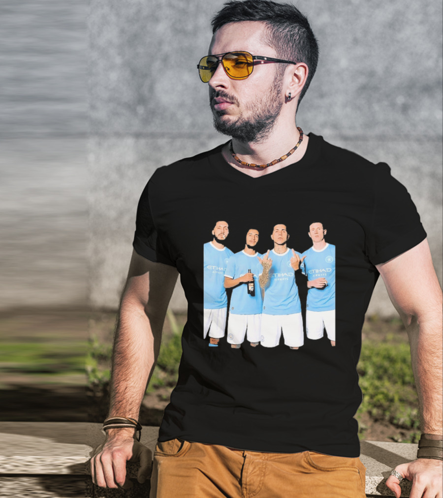 Manchester City Etihad Airways Kit Players Bottle Pose T-Shirt