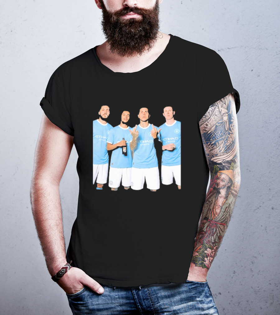 Manchester City Etihad Airways Kit Players Bottle Pose T-Shirt