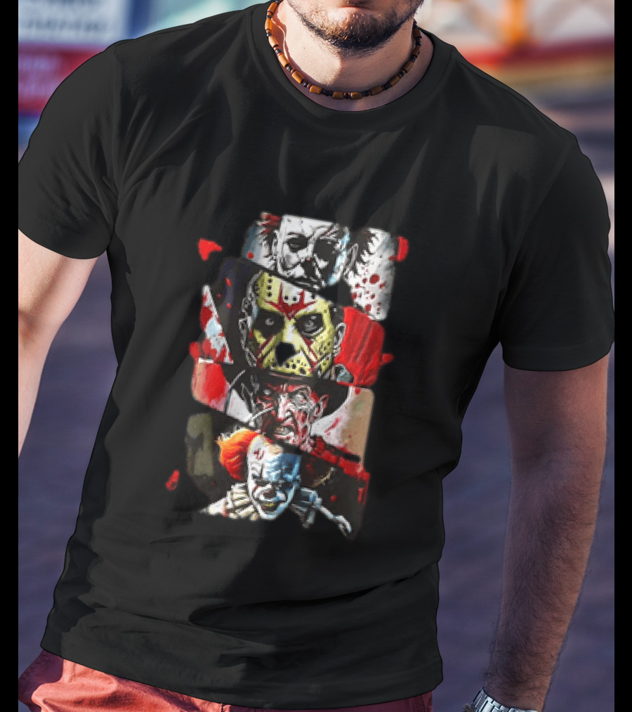 Michael Myers Jason Voorhees Freddy Krueger Pennywise Horror Movie Characters T-Shirt