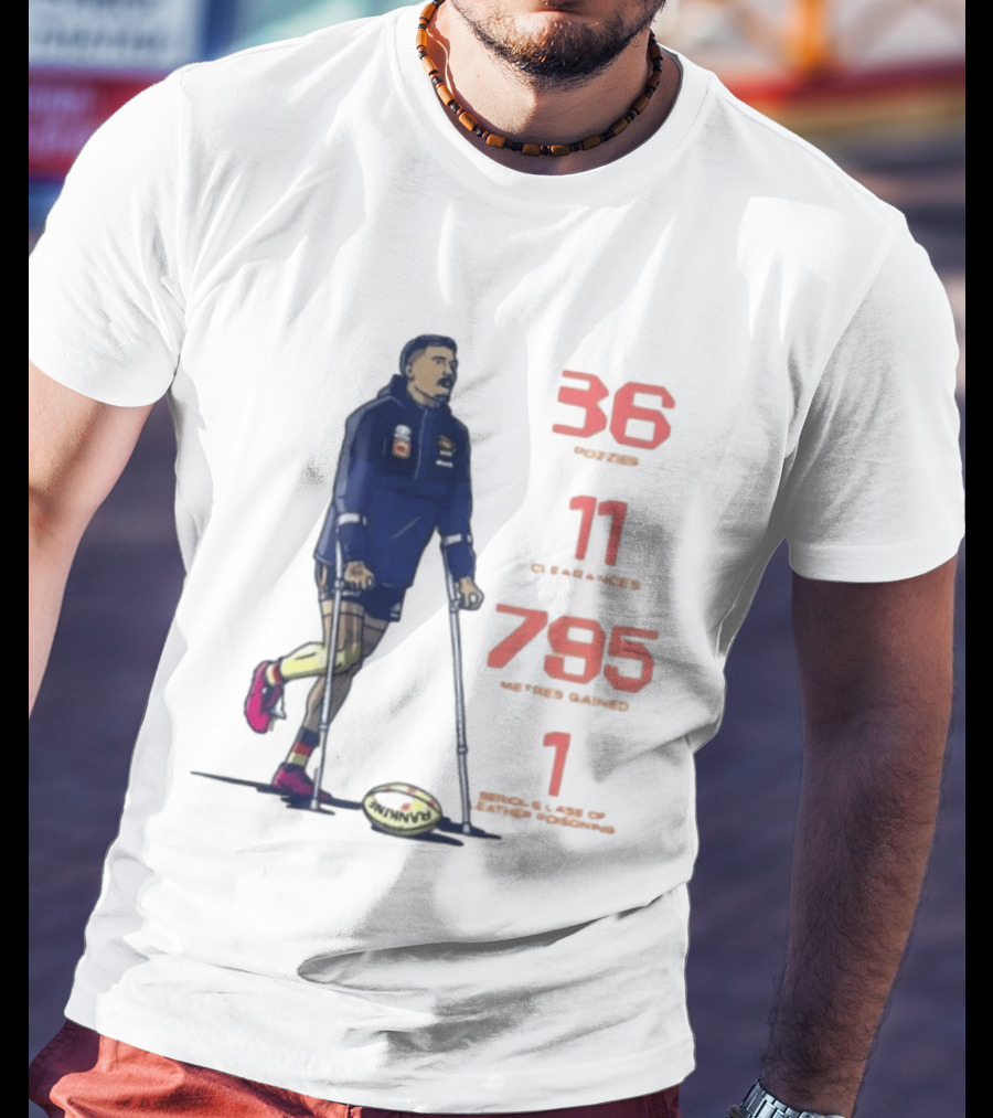 Izak Rankine 36 Tackles Crutches Adelaide Crows AFL Stats 795 Meters Gained T-Shirt