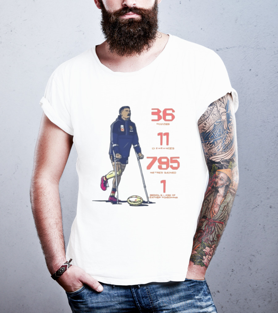 Izak Rankine 36 Tackles Crutches Adelaide Crows AFL Stats 795 Meters Gained T-Shirt