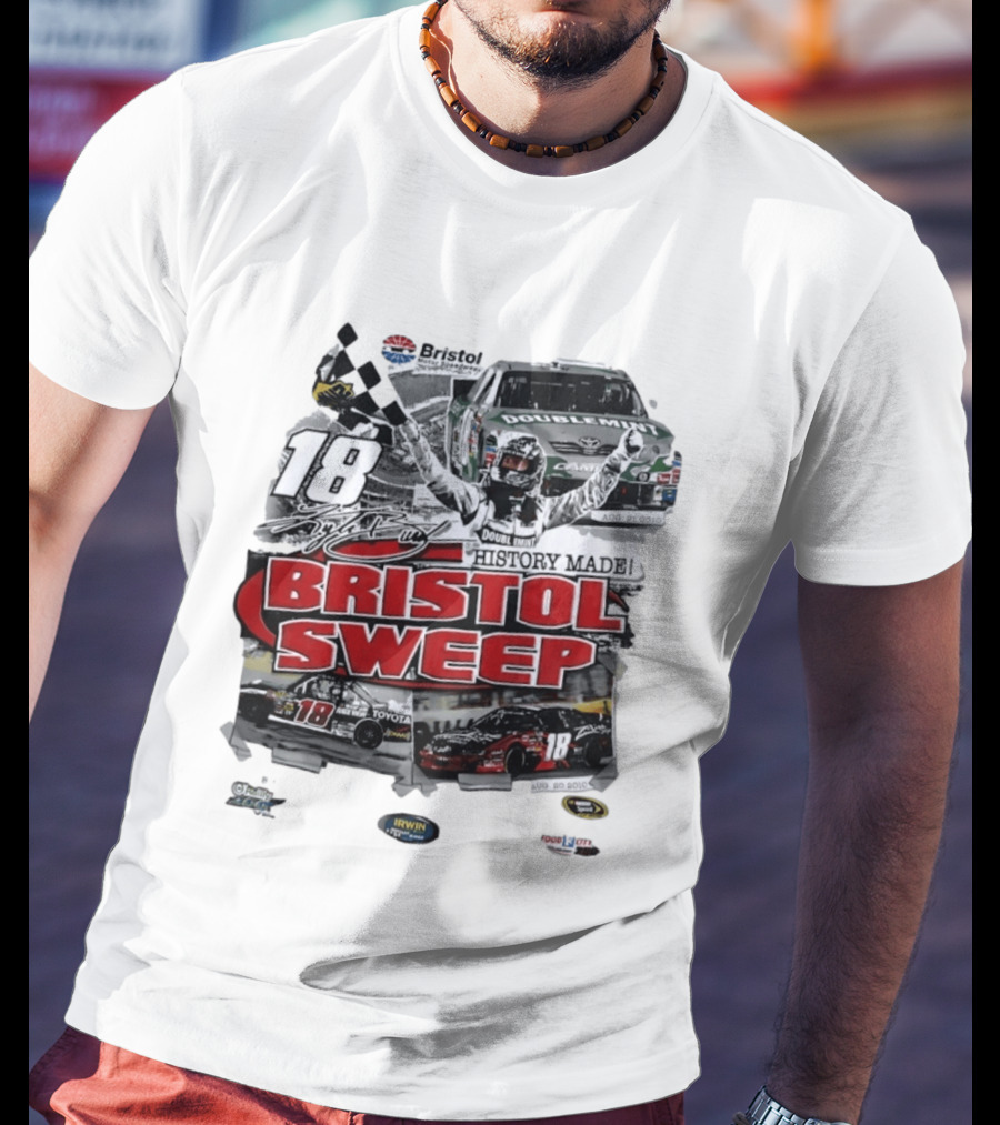 Bristol Motor Speedway History Made Three Wins August 2010 18 Bristol Sweep T-Shirt