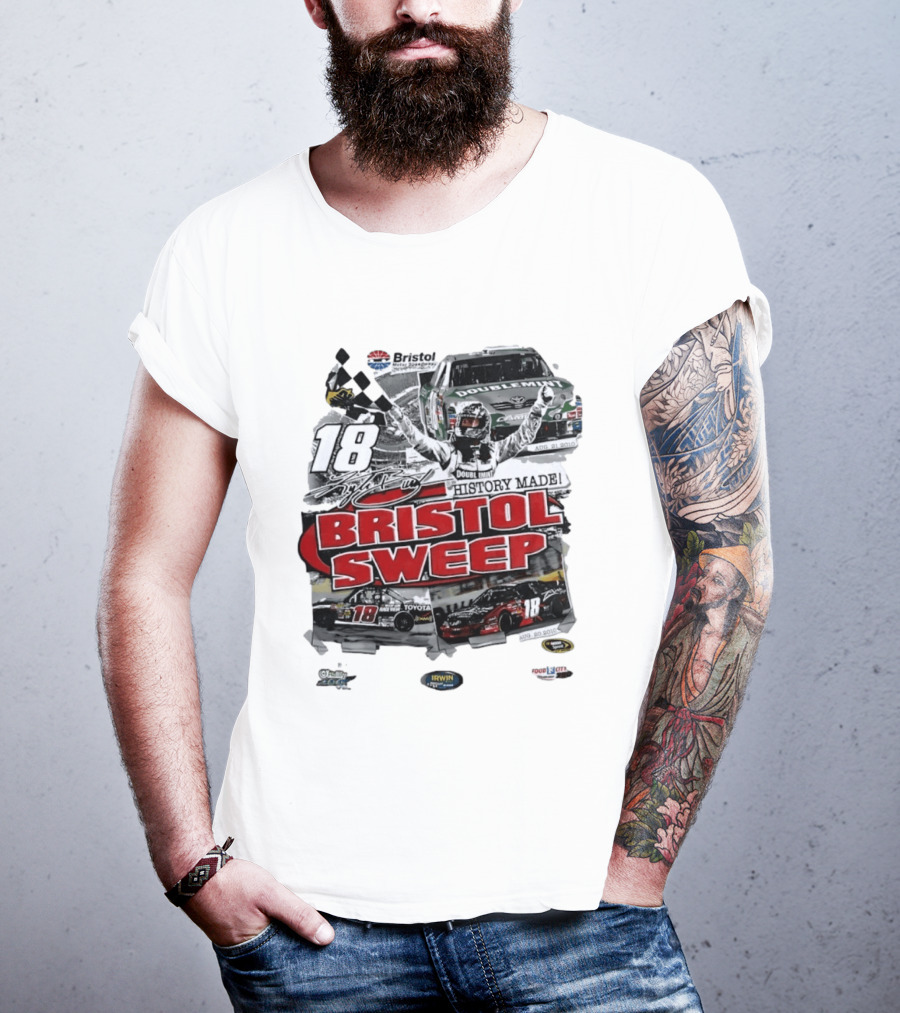 Bristol Motor Speedway History Made Three Wins August 2010 18 Bristol Sweep T-Shirt