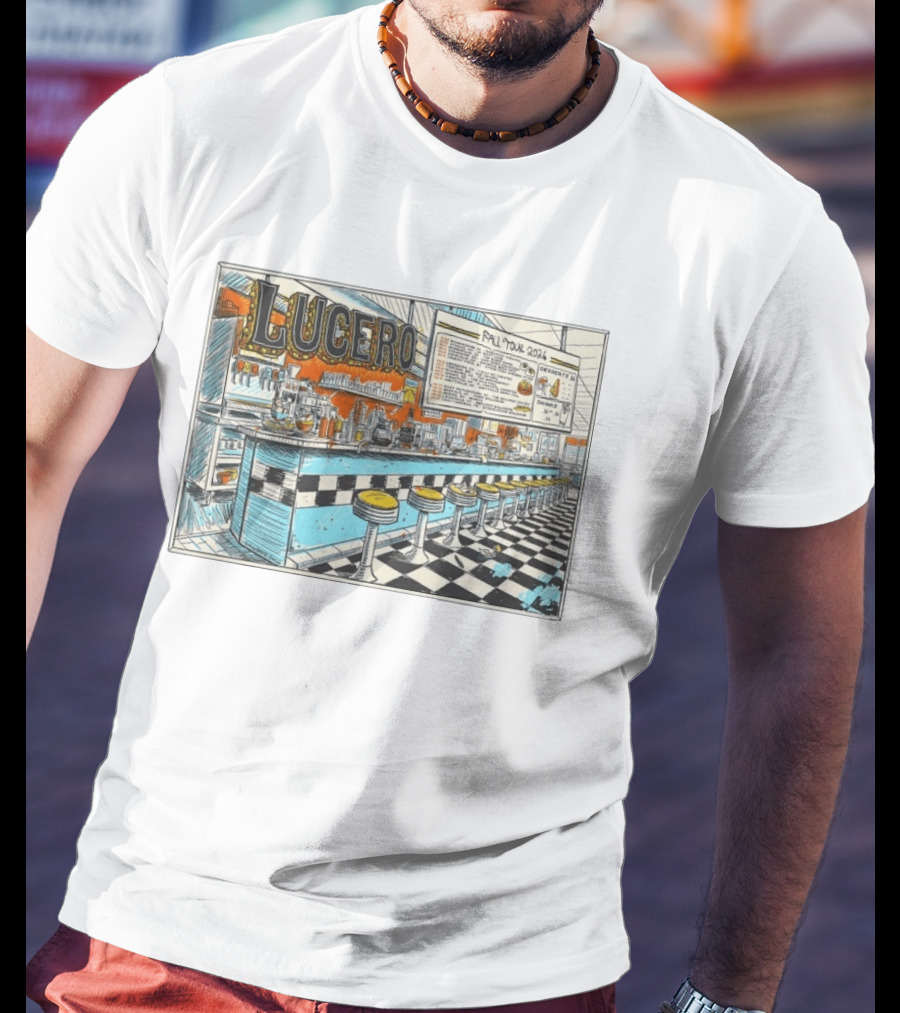 Lucero Fall Tour 2026 Diner Indie Rock Showdeer Vintage Americana Scenery T-Shirt