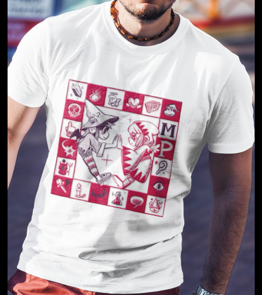 MP Witch And Angel Character Duo Board Game Square T-Shirt