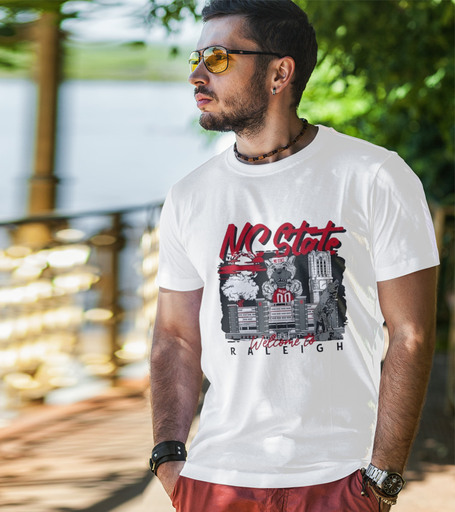 NC State Wolfpack Welcome To Raleigh Rooftop Skyline Sports Fan Gear T-Shirt