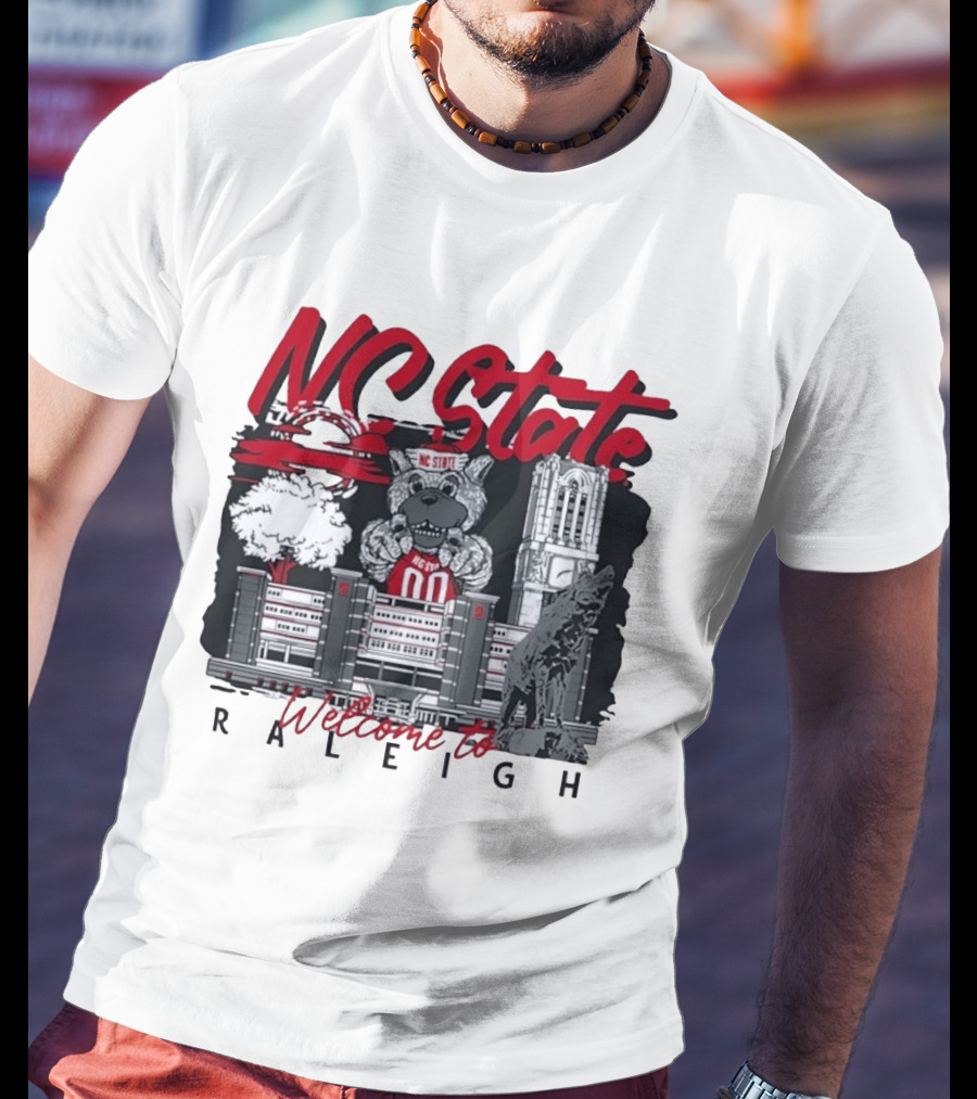NC State Wolfpack Welcome To Raleigh Rooftop Skyline Sports Fan Gear T-Shirt
