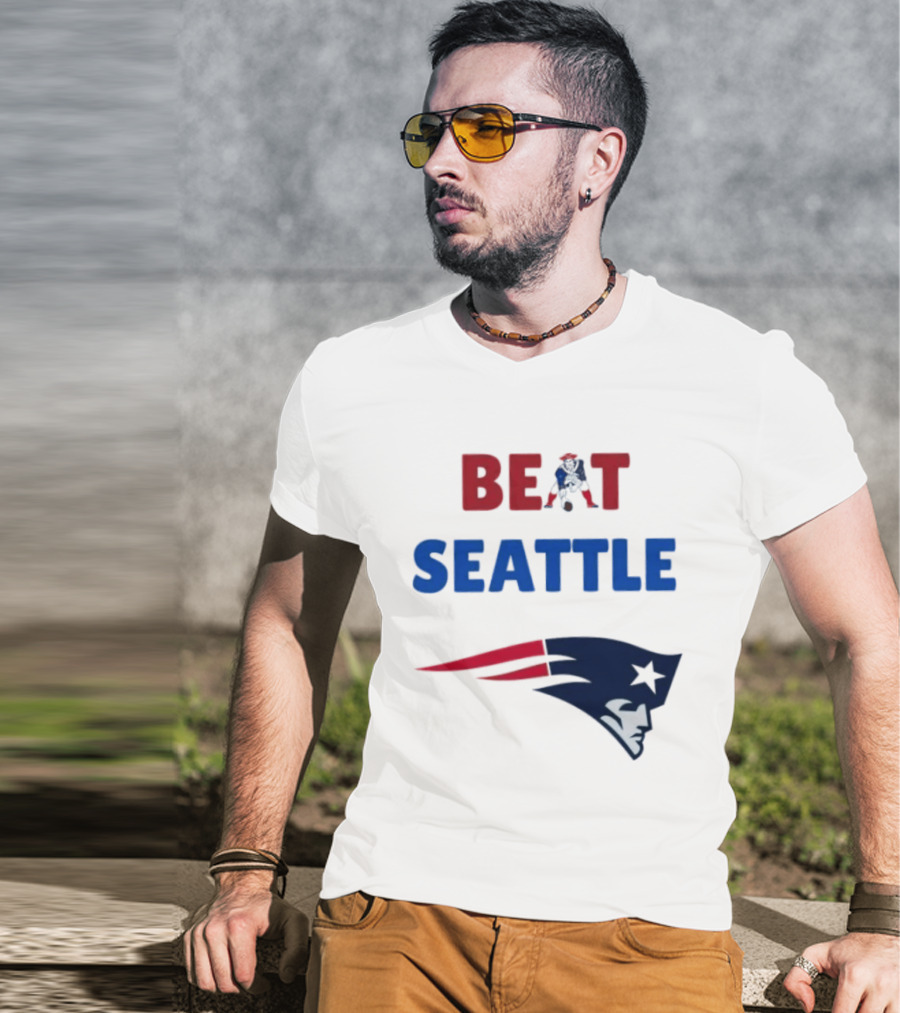 Beat Seattle New England Patriots Football Fan Gear T-Shirt