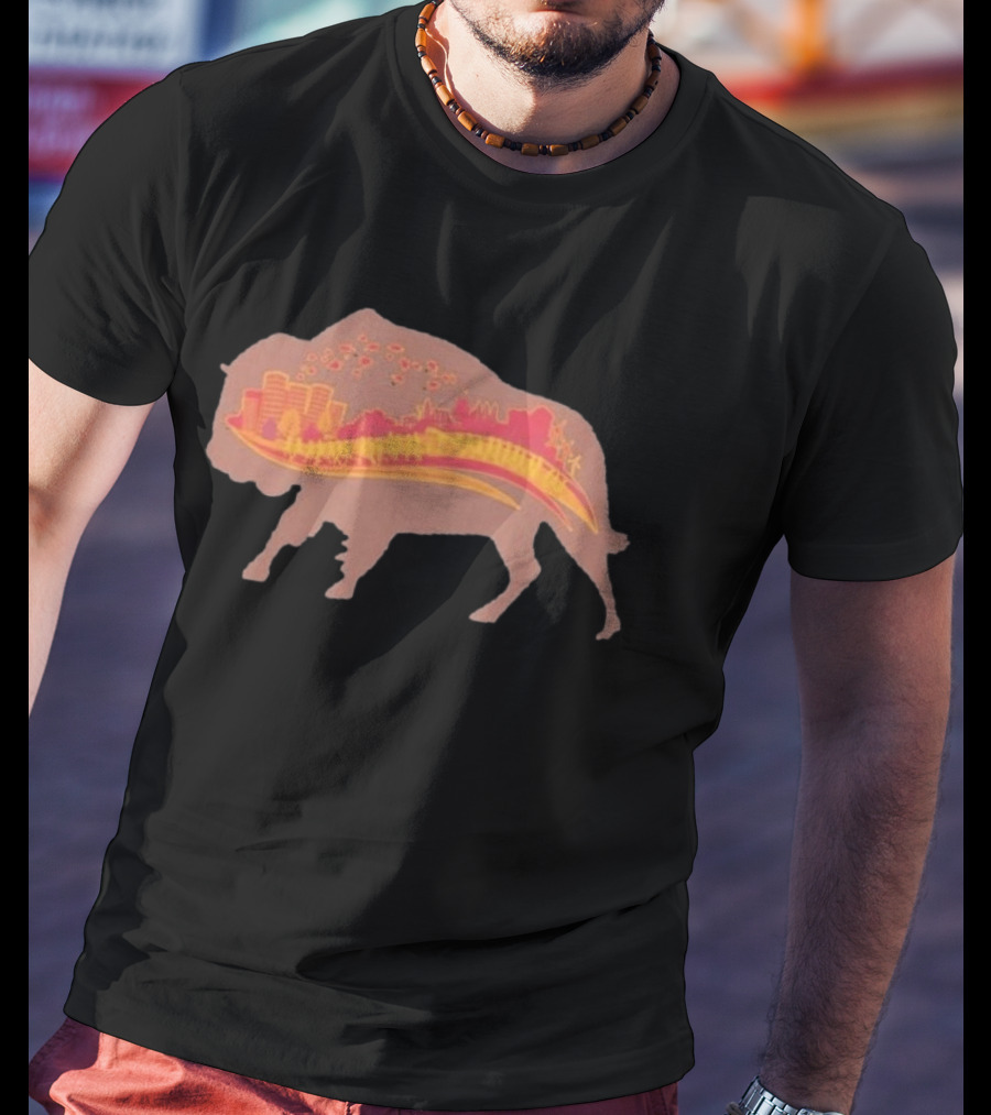131st Annual YMCA Turkey Trot Thanksgiving Buffalo New York 2026 Runner Buffalo Silhouette Cityscape T-Shirt
