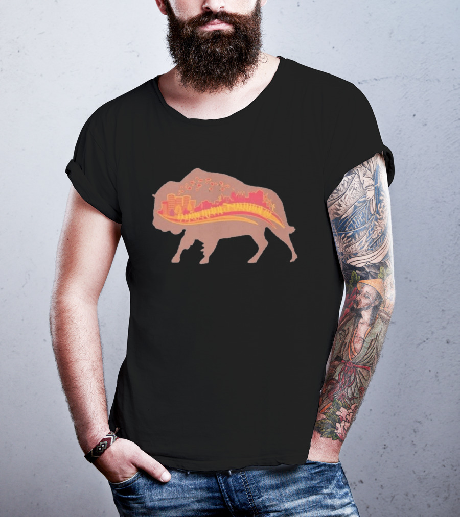 131st Annual YMCA Turkey Trot Thanksgiving Buffalo New York 2026 Runner Buffalo Silhouette Cityscape T-Shirt