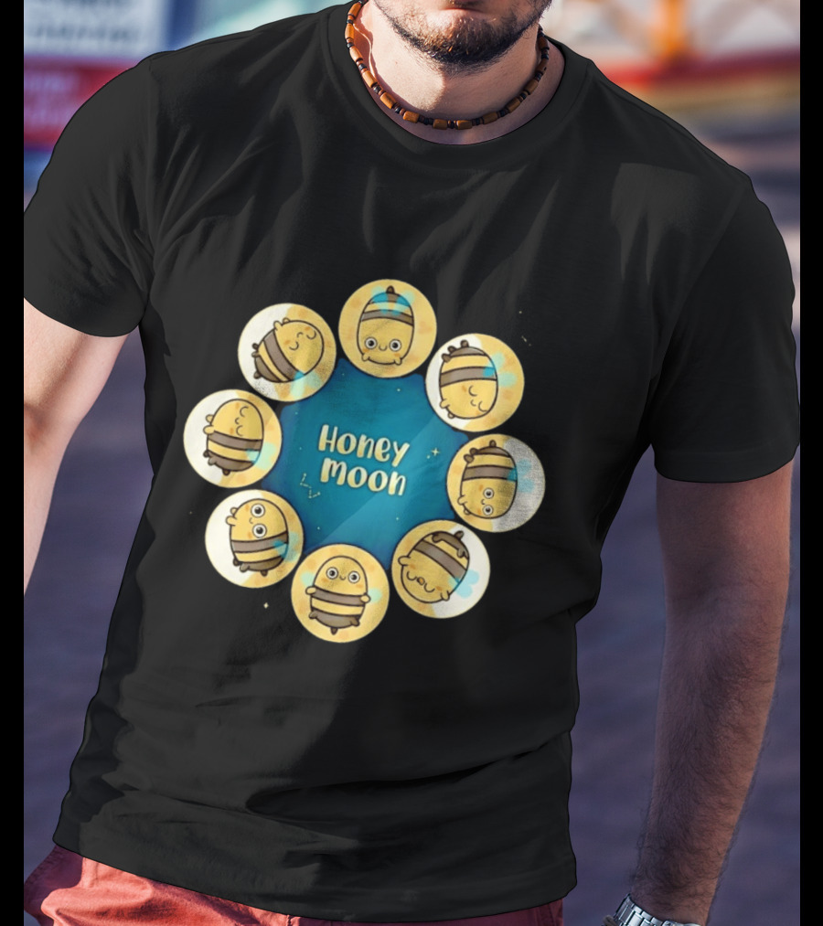 Honey Moon Bee Phases Astronomical Nature Cycle T-Shirt